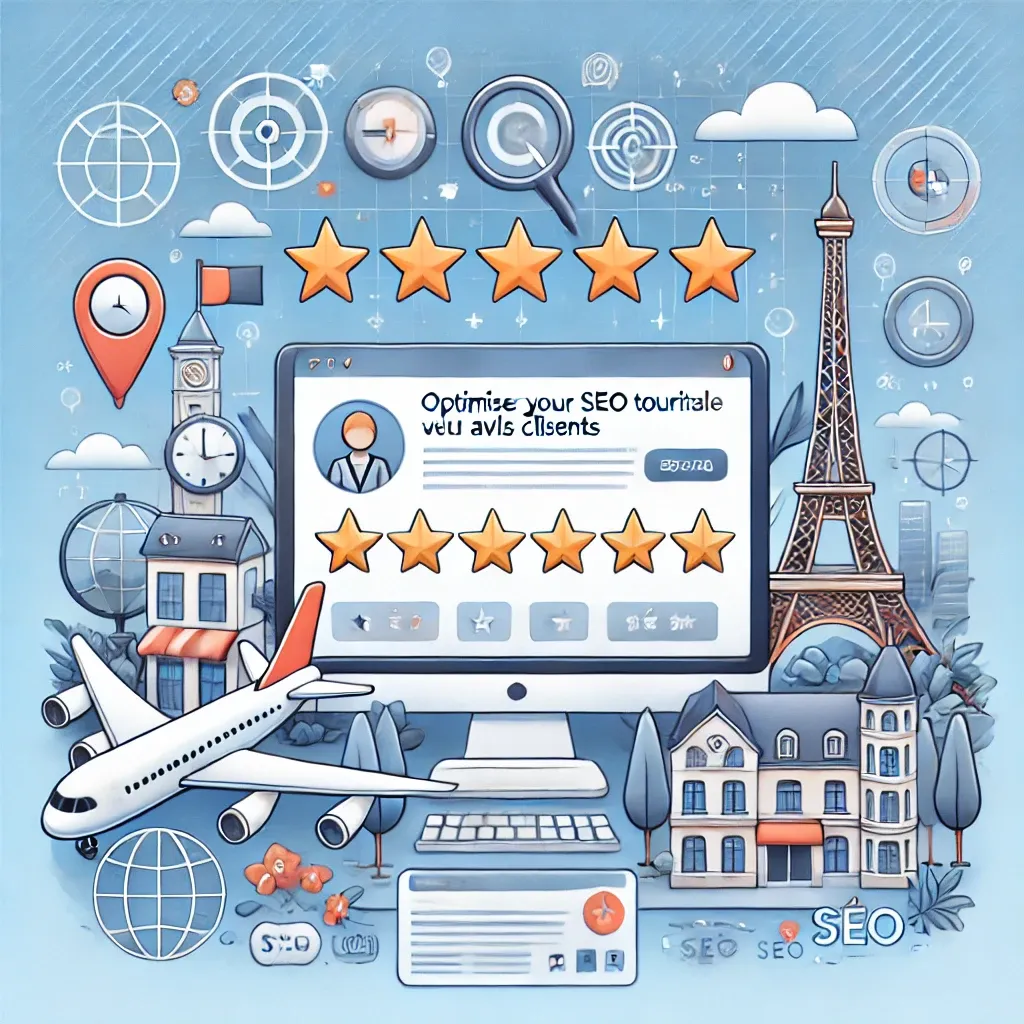 Illustration article : Optimisez votre SEO touristique avec les avis clients : Guide de bonnes pratiques de l'agence Web Digitalyz